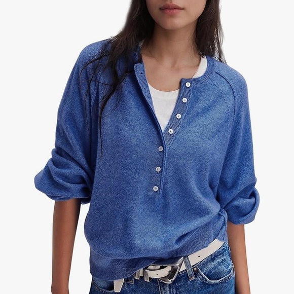 NWT Amazon Brand long sleeve Henley sweater size M - Picture 1 of 10